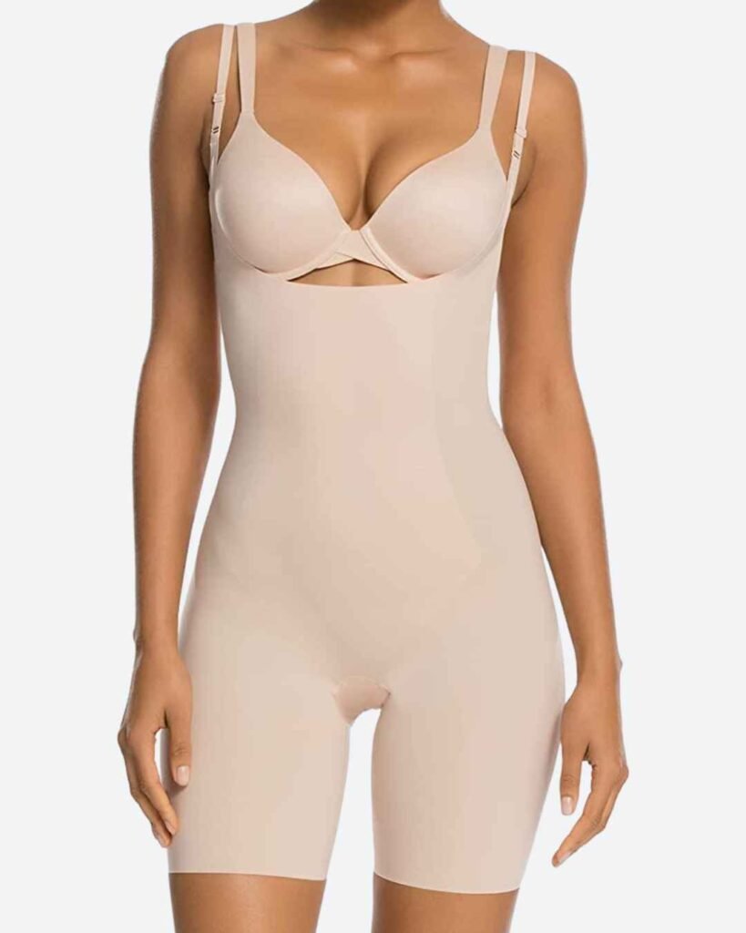 SPANX Shapewear for Women Thinstincts Open-Bust Mid-Thigh Bodysuit (Regular and Plus Sizes)