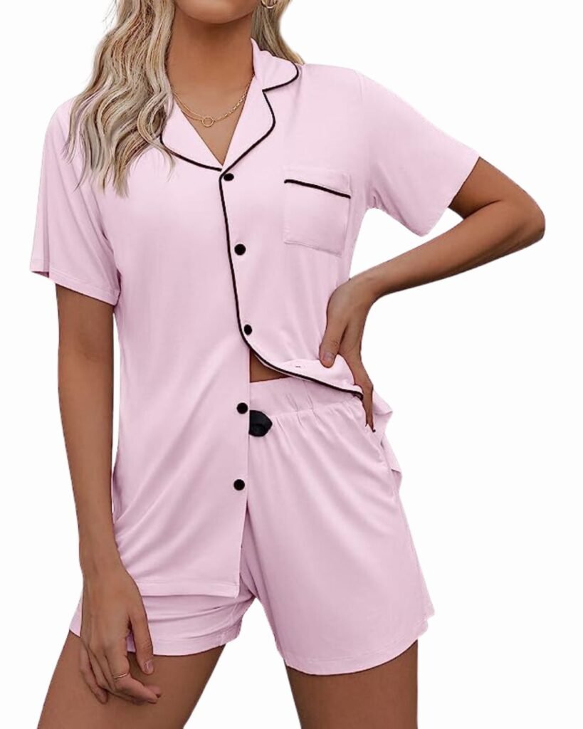 Ekouaer Women Classic Soft Short Pajamas Set